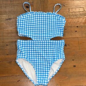 Cat & Jack Blue Gingham Cutout One-Piece Swimsuit M (8)
